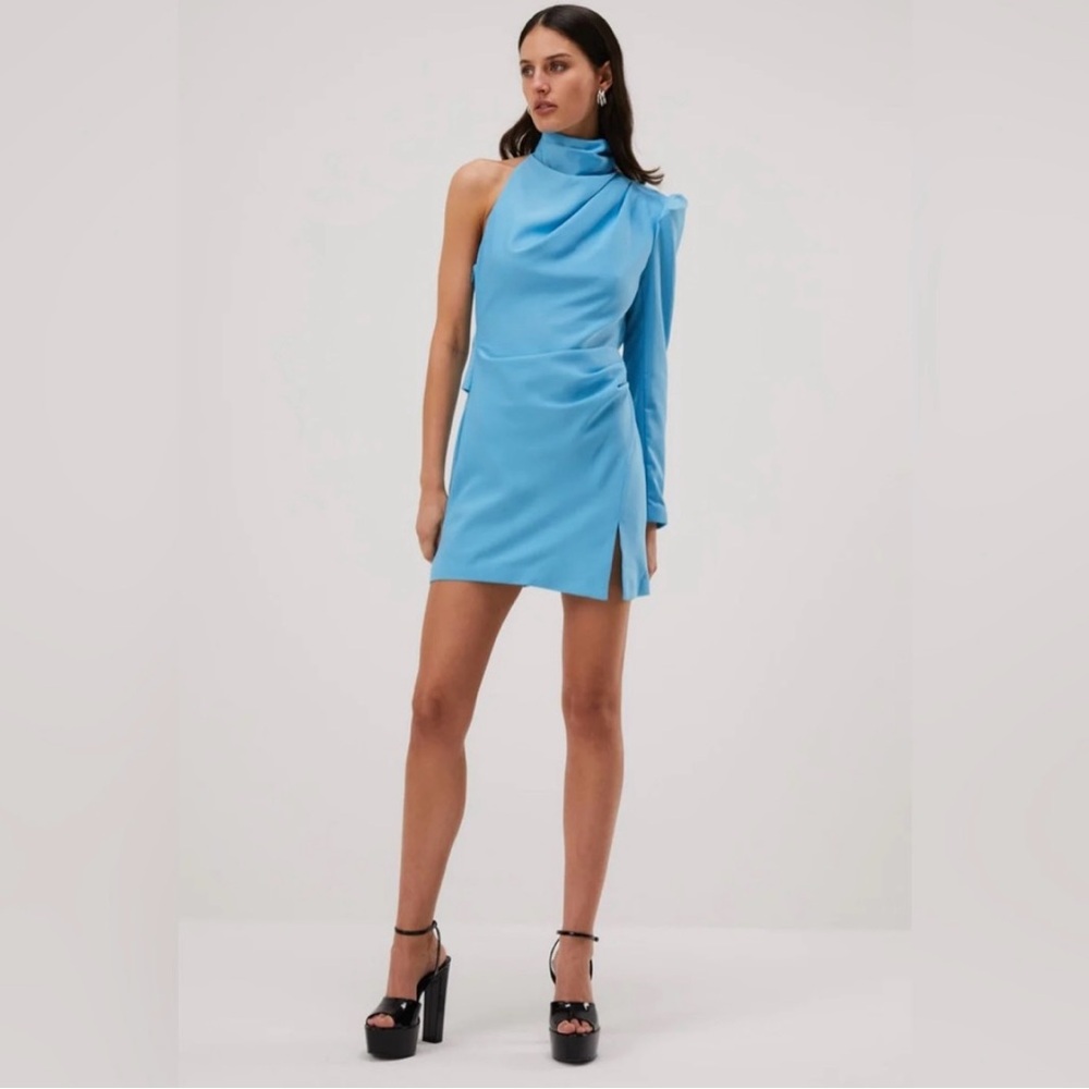 MISHA COLLECTION Asymmetrical Sky Blue Dress